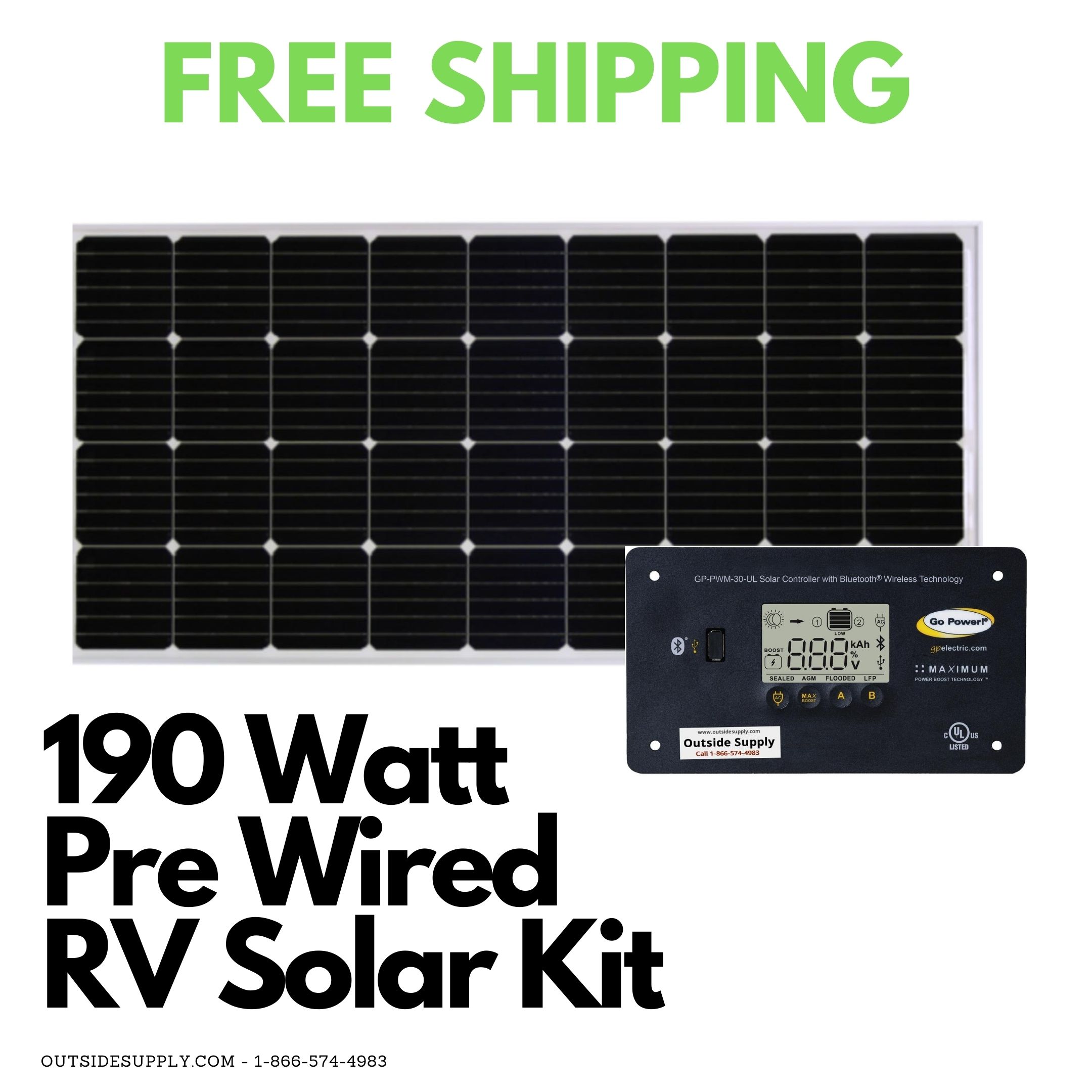 Picture of 190 Watt RV Pre Wired Solar Kit